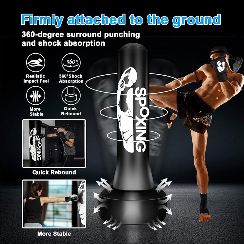 Vobab Freestanding Punching Bags for Adults Teens - 70" Heavy Bag with Stand Men Standing Boxing Inflatable Kickboxing Training MMA Muay Thai Fitness - Image 3